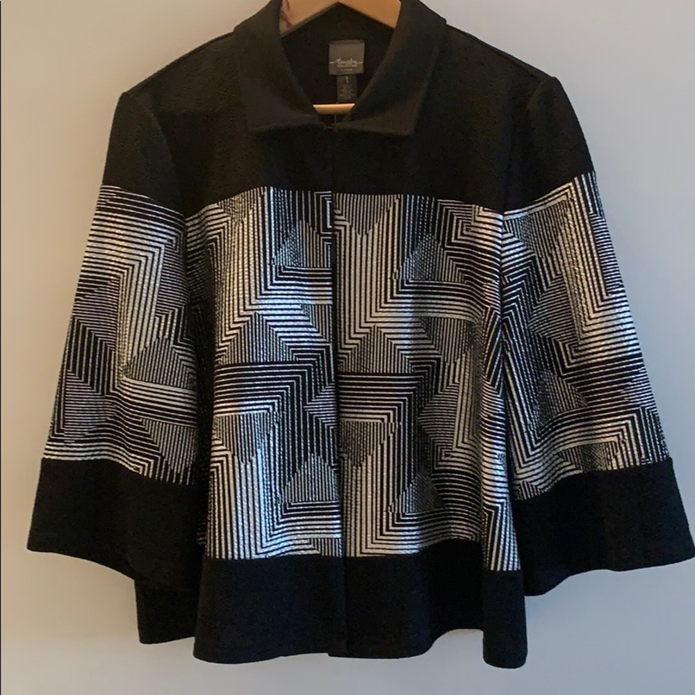 Chico’s black and silver foil jacket.